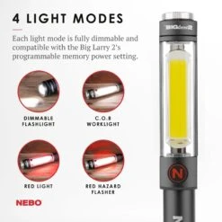 Nebo Big Larry™ 2 -Outdoor Products Sales 6737 Gray Light Modes 01 1800x1800 2b8ef0b3 67c6 4410 a95b 5c620f8cd83f