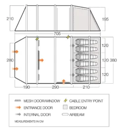 Vango Joro Air 600XL Sentinel Eco Dura Tent -Outdoor Products Sales Joro Air 600XL Floorplan low