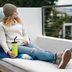 Klean Kanteen Insulated TK Wide With Café Cap 473ml - Brushed Steel -Outdoor Products Sales K16TKWPCC JP lounging straw lifestyle