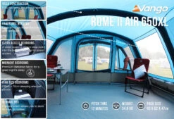 Vango Rome II 650XL Airbeam Tent - With Free Footprint -Outdoor Products Sales RomeIIAir650XLlowres small