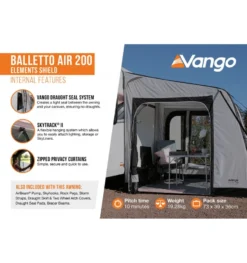 Vango Balletto Air 200 Caravan Awning -Outdoor Products Sales balletto air 200 elements shield 4